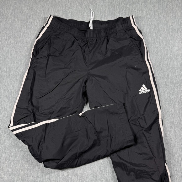 adidas Other - Adidas Pants Mens Large Black Track Pants Elastic Waist Mesh Lined 3 Stripe Run